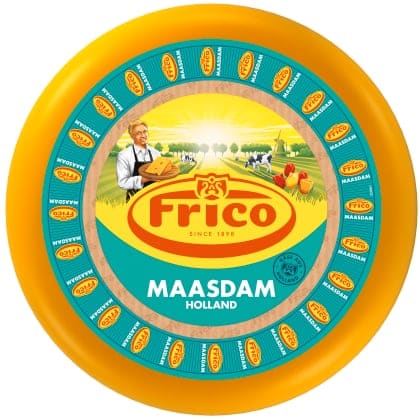 Головка маасдама Frico с фирменной этикеткой