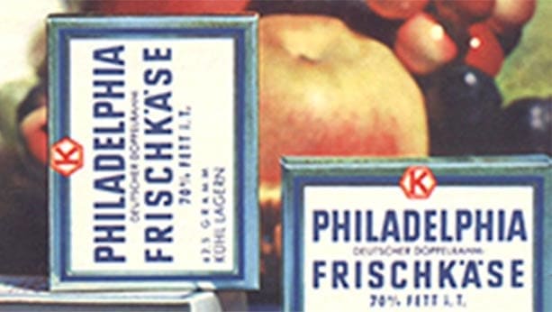 Старые немецкие упаковки Philadelphia Frischkäse 1960-х годов